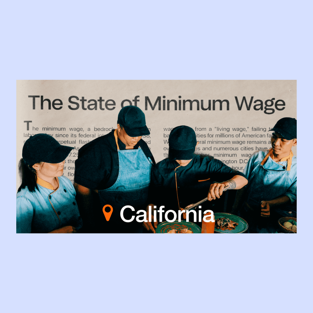 Restaurant workers in California discussing minimum wage.