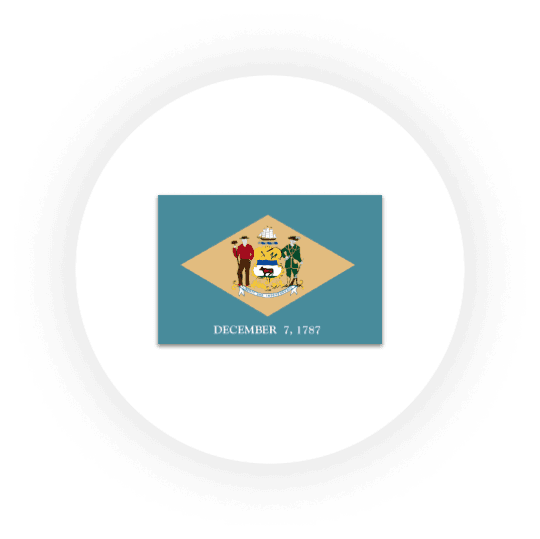 Delaware state flag with seal, December 7, 1787