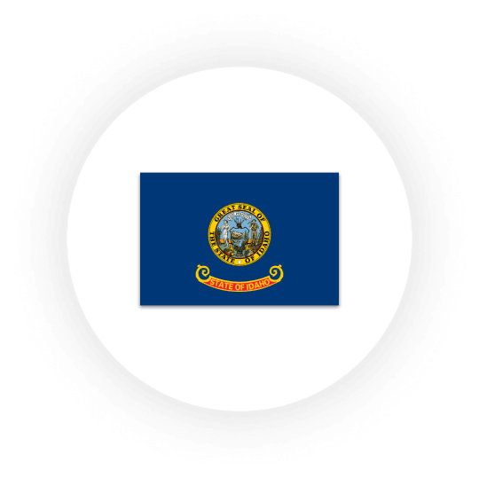 State of Idaho flag with seal on blue background.