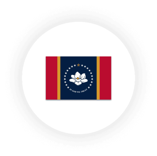 Mississippi state flag with magnolia emblem