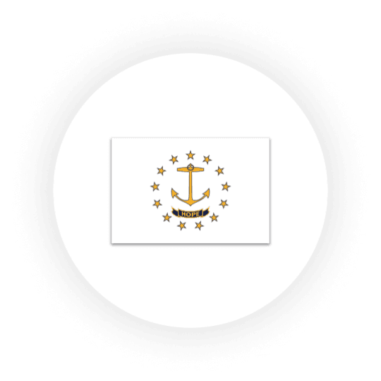 Rhode Island state flag with anchor and stars.