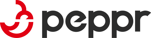 Peppr logo with stylized red pepper