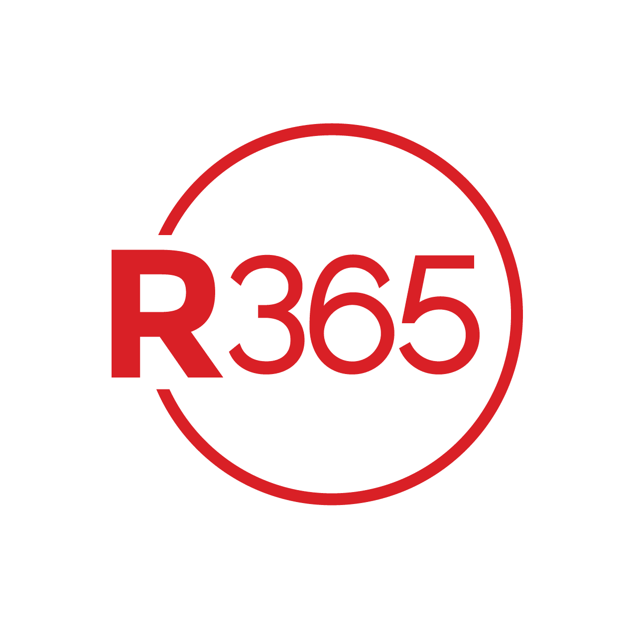 R365 logo with red circle, black background