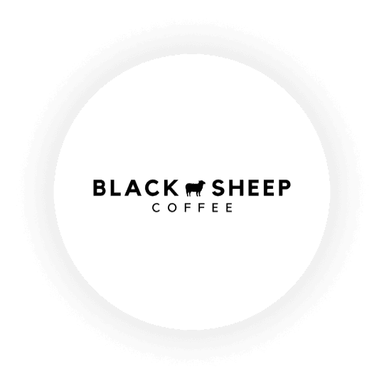 Black Sheep Coffee logo with black sheep silhouette.