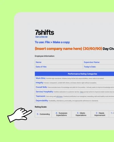 Screenshot of 7shifts' restaurant employee evaluation template for performance reviews