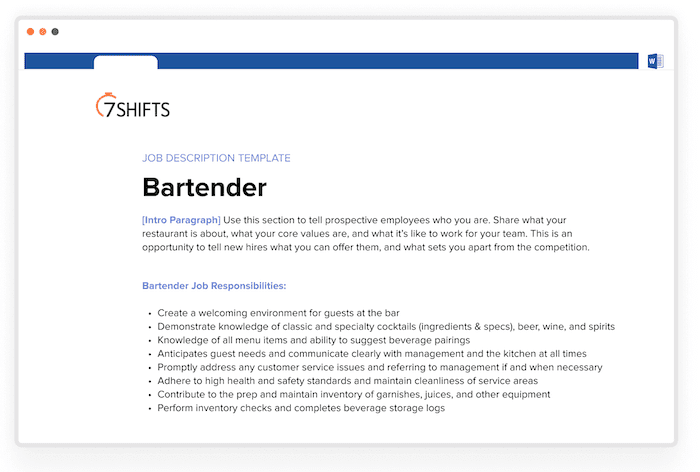 Bartender description template preview