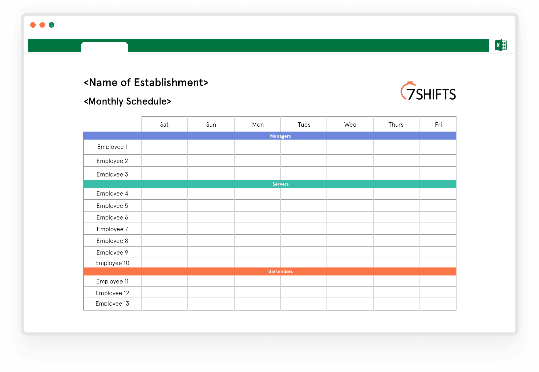 Template Monthly Schedule