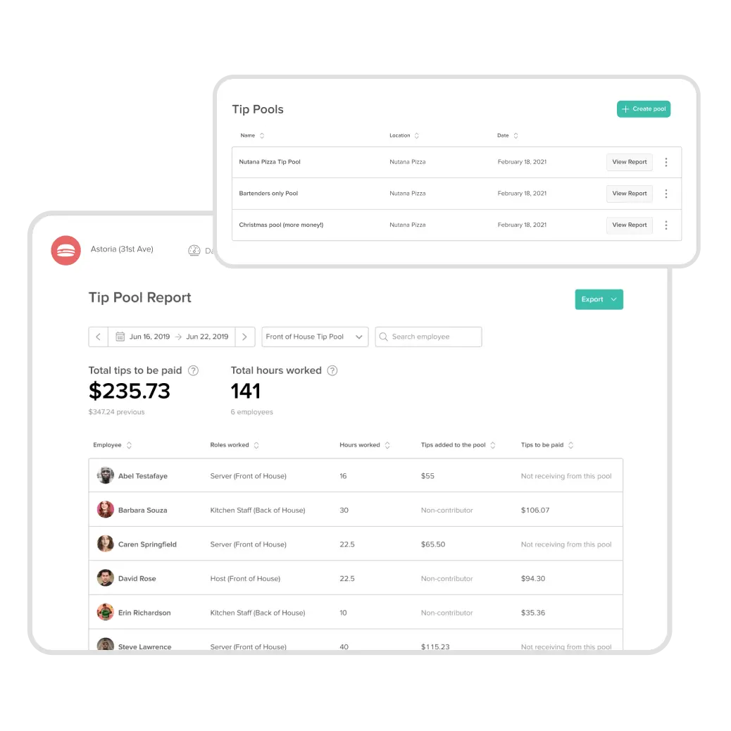 7shifts tip pooling product dashboard